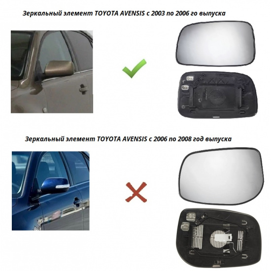 Зеркальный элемент TOYOTA Avensis (03-06) обогрев левый - 1