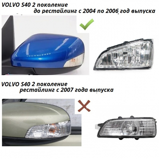 Указатель поворота в зеркало VOLVO S40 (04-06) левый - 1